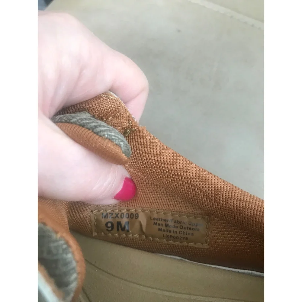 Twisted X Mens MZX0009 Driving Moc Shoes Sage Green Leather Fabric Sz 9 LIKE NEW